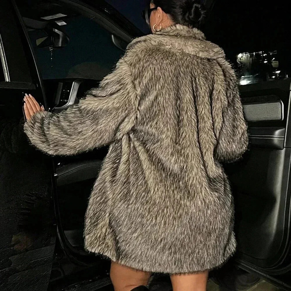 Multicolor Women's Sexy Open Front Fuzzy Coat - Picture 2 of 5